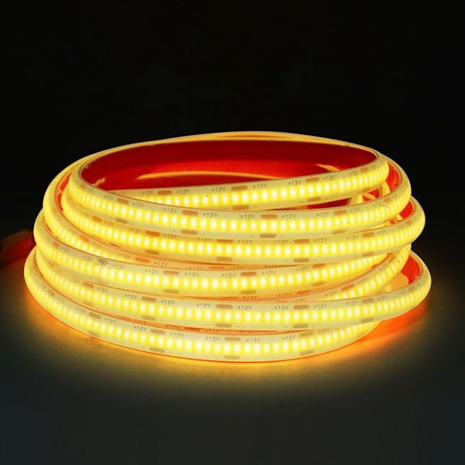 KISUFU 12V COB LED Strip Light with Solar Panel, 320LEDs/m IP68 Waterproof Flexible Dimmable Led Lights with Solar USB Controller Clips for Outdoor Garden, Garage, Eaves, Decoration.