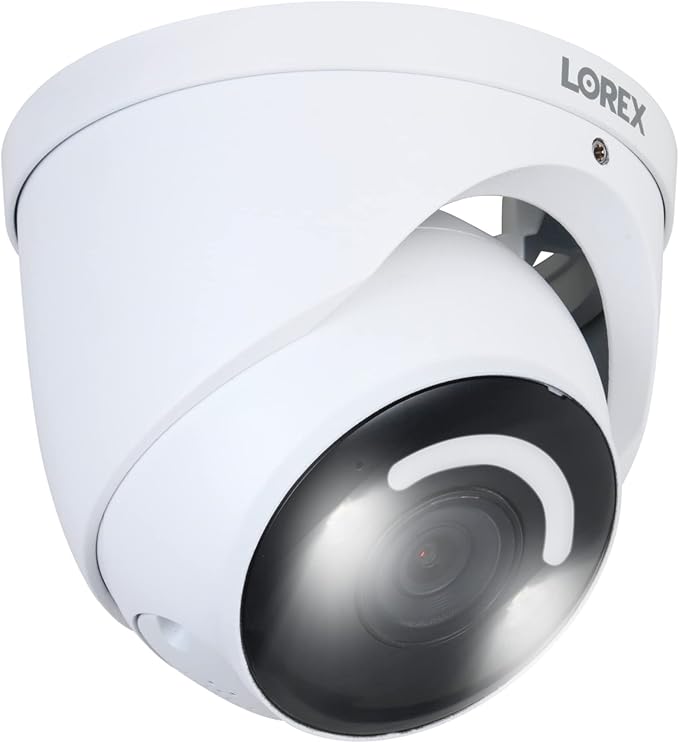 Lorex 4K Smart Security Lighting Deterrence Dome AI PoE IP Wired Camera with Color Night Vision (White)