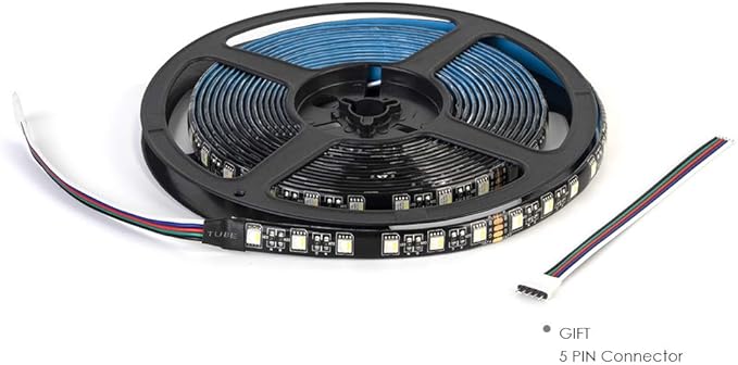 BTF-LIGHTING 5050 RGBW RGB+Cool White(6000K-7000K) 4 Colors in 1 LED Tape Light DC24V 5m 16.4ft 60LED/m Multi-Colored IP65 Black 12mm PCB for Bedroom Kitchen Home Decoration(No Adapter or Controller)