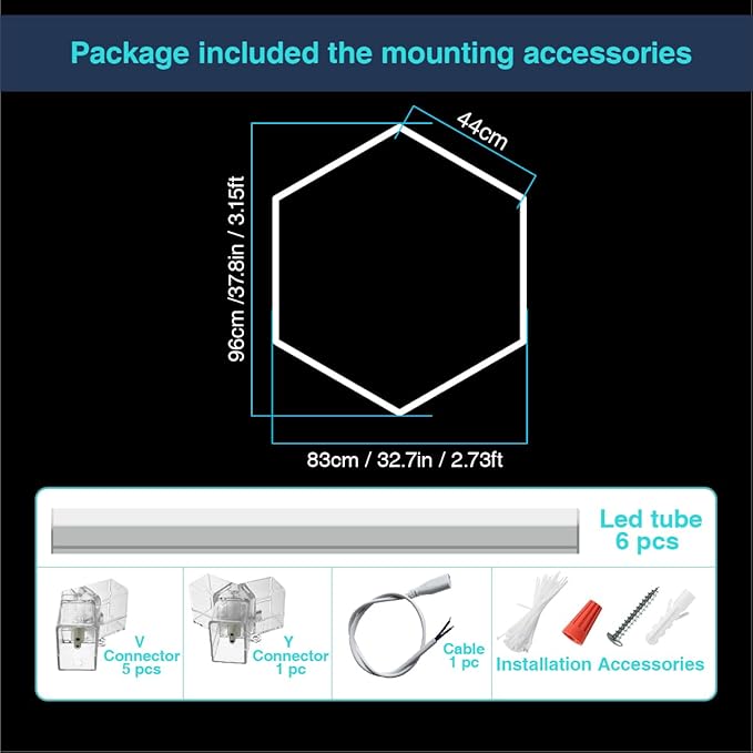 Hexagon LED Lights: Dimmable 1 Honeycomb Hexagon Garage Lights Super Bright Car Detailing Ceiling LED Shop Light for Warehouse Workshop Gym Basement Car Care Wash Room