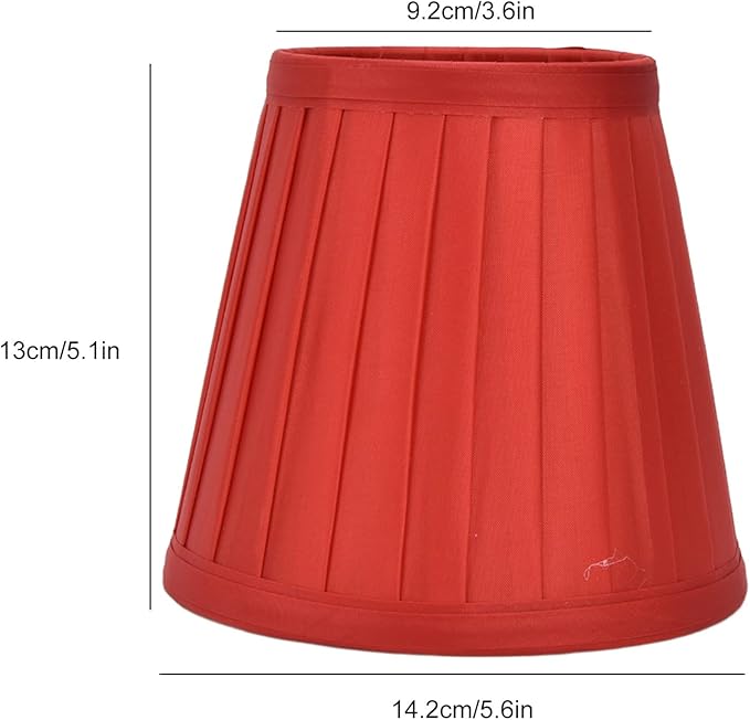 Small Lamp Shades Set of 2, 3.6x5.6x5.1 Inches Pleated Fabric Sconce Lampshades Modern Clip On Chandelier Shades Cover for E14 Bulb, Table Lamps, Floor Lamps (Red)