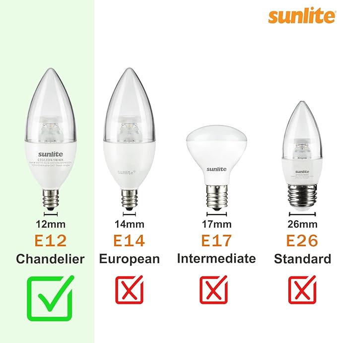 Sunlite 01285 7C7 Incandescent Bulb, 7 Watt, Candelabra E12 Base, C7 Small Night Light, Colored Bulb, White, 25 Count