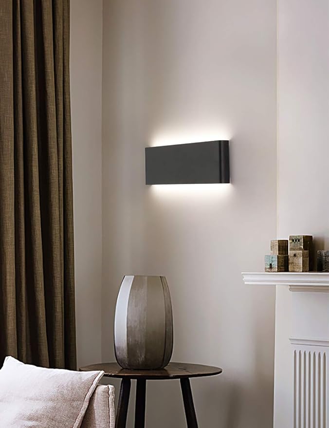 Joosenhouse 16" Inch Black LED Wall Lamps for Bedroom Indoor Hallway, Modern Mini Bathroom Vanity Lights 14W 4000K Up and Down Bedside Reading Lamp Rustic Wall Sconces