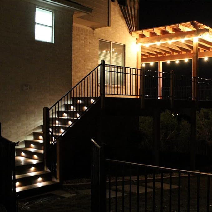 FVTLED Pack of 10 Low Voltage LED Deck Lights Outdoor Step Stair Lights D35MM 12V IP65 Waterproof Warm White Landscape Deck Lighting for Garden Yard Steps Stairs Floor Decoration, Red Bronze