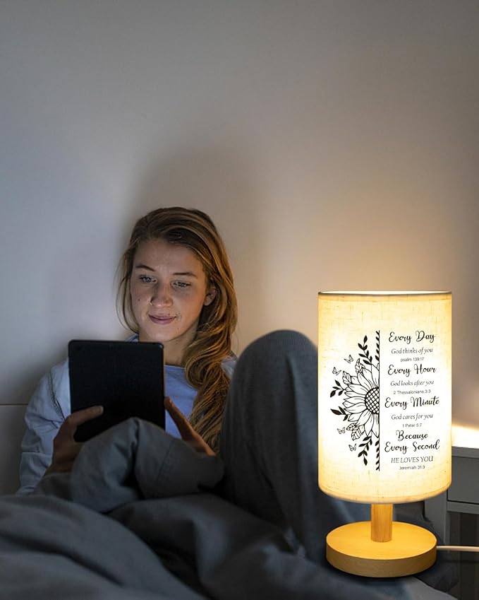 Christian Gifts for Women Table Lamp, Religious Gifts for Women with Bible Verse Prayer Inspirational Gift Fabric Lamp Spiritual Gifts for Woman, Friend