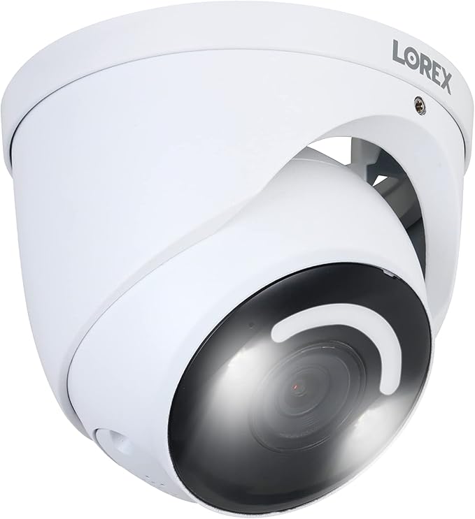 Lorex 4K Smart Security Lighting Deterrence Dome AI PoE IP Wired Camera with Color Night Vision (White)