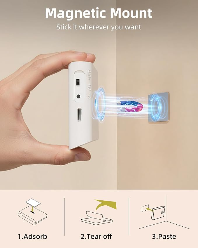 EZVALO Motion Sensor Light Indoor, 1500mAh Rechargeable Stair Lights, Magnetic & Dimmable, 3000K Soft White, Wireless Night Lights for Hallway, Stairway, Bathroom, Bedroom, 8 Pack