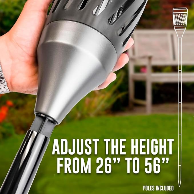 Solar Tiki Torch Lantern ZapperFlying Control with Realistic Flickering Flame Accent Light Solar Powered Rechargeable Garden Lamp (Tiki Black)