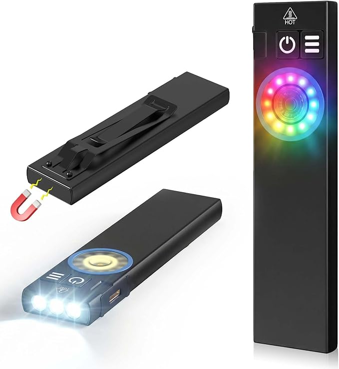 Rechargeable EDC Flashlight, Powerful RGB Flashights, 650 Lumens Portable Flat Mini Pocket Flashlight, IP67 Waterproof Multi-Mode Magnetic Keychain Flashlight for Home Working Camping Hiking Emergency