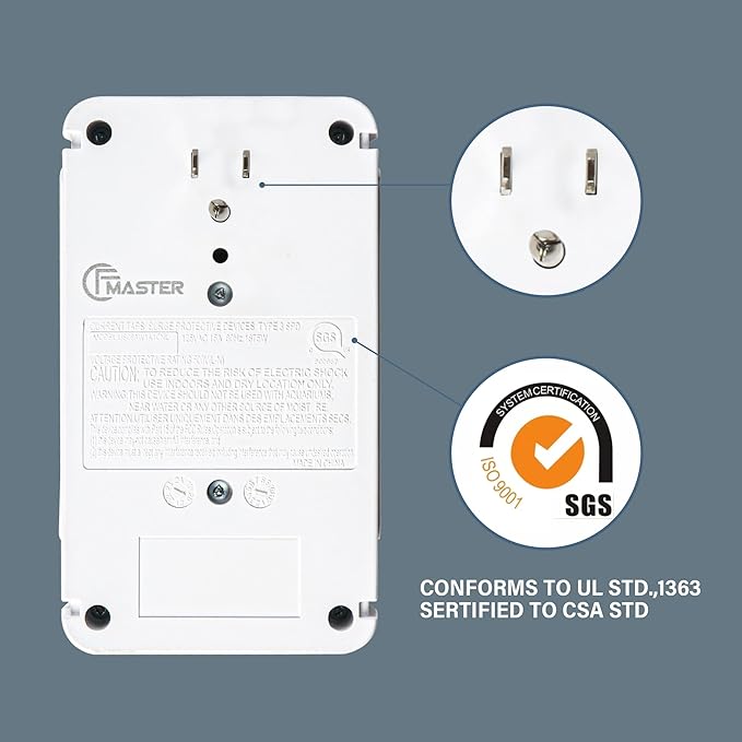 Wall Outlet Extender Outlet with Smart Night Light-2 Pack, Surge Protector Multiple Wall Plug with USB A+C Ports (3.4A Total), 6 AC Outlets, Removable Outlet Shelf, Compatible with GFCI, 1020J