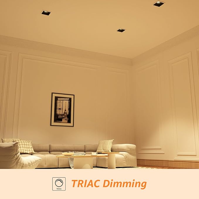 4 Pack LED Square Recessed Lighting, 12W Adjustable Downlight, Aluminum Recessed Ceiling Light with junction Box, 5 CCT 2700K-6000K, Rotation Spotlight for Living Room Bedroom Hallway Kitchen