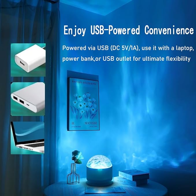 2 in 1 Northern Lights Projector, 16 Color Aurora Night Light Projector,Remote Galaxy Light Projector,USB Recharge Ocean Wave Projector for Playroom Birthday Kids Teen Gift (Aurora & Wave)