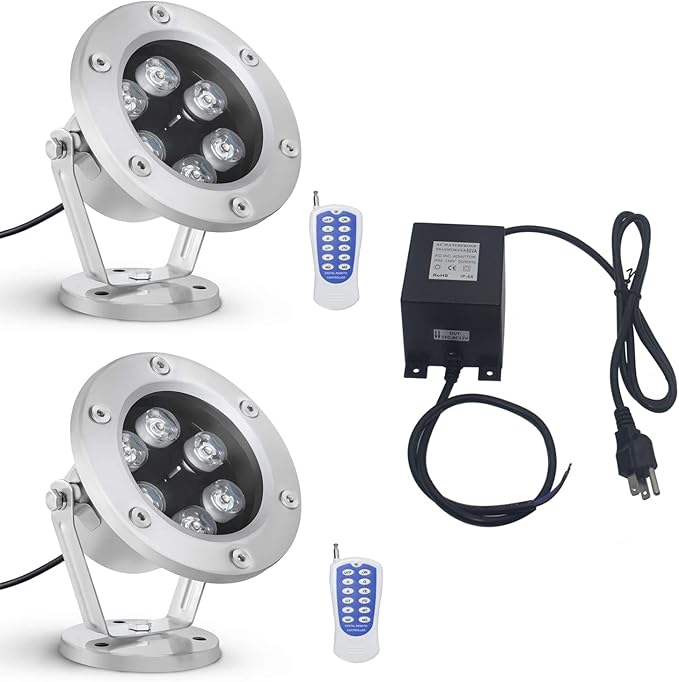 Underwater Lights,18WRGB Color Changing Submersible Fountain Spotlights,IP68 Waterproof Landscape Lights Suitable for Ponds Pool Fountain Waterfall 2 Pack（Include Transformer）