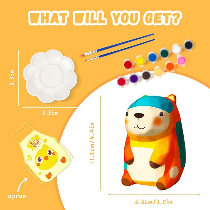 Paint Your Own Capybara Lamp Kit, Arts and Crafts for Kids Ages 8-12, DIY Capybara Night Light Girls Crafts Ages 8-12, Art Supplies Painting Kit Toys for Kids Birthday Ages 3 4 5 6 7 8 9 10 11 12+