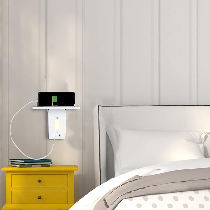 Wall Outlet Extender Outlet with Smart Night Light-2 Pack, Surge Protector Multiple Wall Plug with USB A+C Ports (3.4A Total), 6 AC Outlets, Removable Outlet Shelf, Compatible with GFCI, 1020J