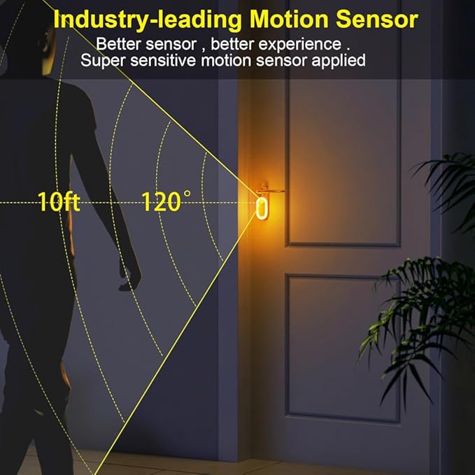 Wooden Message Motion Sensor Night Light with Memo Stickers, Doorknob Board LED Lamp, Rechargeable Doorhandle Hook Design for Bedroom, Bathroom, 2Pack