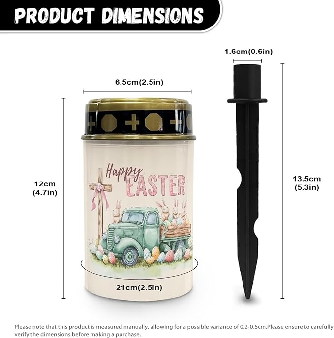 Cross Truck Solar Grave Lights for Cemetery Flameless Solar Powered Light for Prayer Waterproof Outdoor Easter Decor Cemetery Solar Lights for Grave Lamp