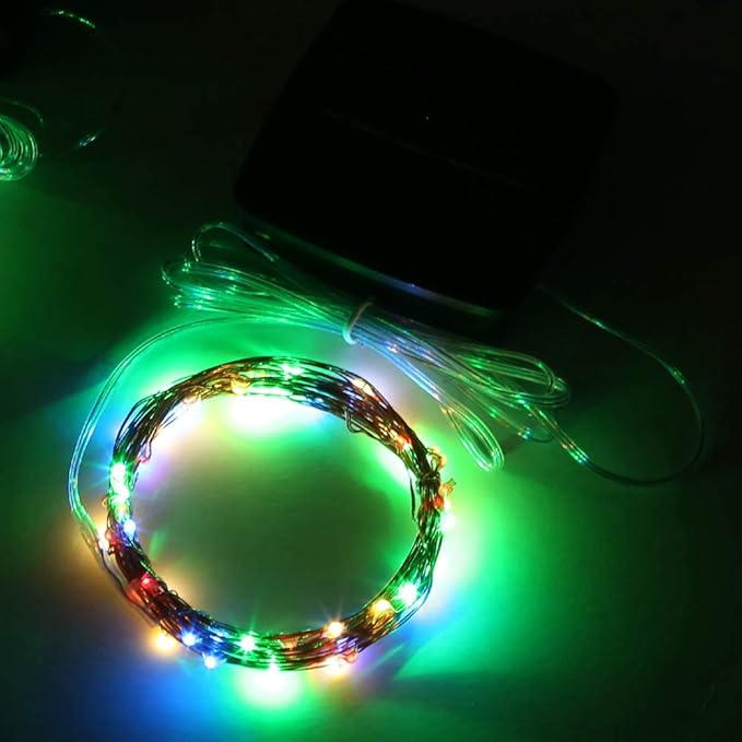 Magicnight Mini Solar String Lights Outdoor Short Tiny Fairy Twinkle Firefly Light 15 Feet 50 LEDs for Outdoor Garden Backyard décor,Multi Colors