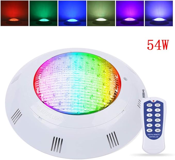 Eapmic 12V 54W Pool Light Underwater Color-Change LED Lights RGB IP68 with Remote (54W)