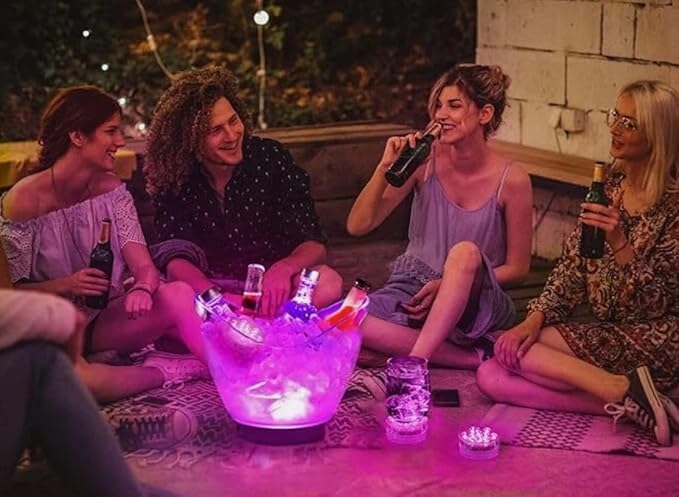 KEMANI Mini Submersible Led Lights, 5pcs Small Underwater Tea Lights Candles Waterproof with Remote Battery Operated, RGB Multicolor Changing for Wedding Home Party Festival Decoration