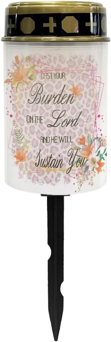 Light for Prayer Cemetery Solar Lights for Grave Cemetery Decor Candle Lamp Lord Solar Powered Landscape Lights for Grave Memorial Gift Decor