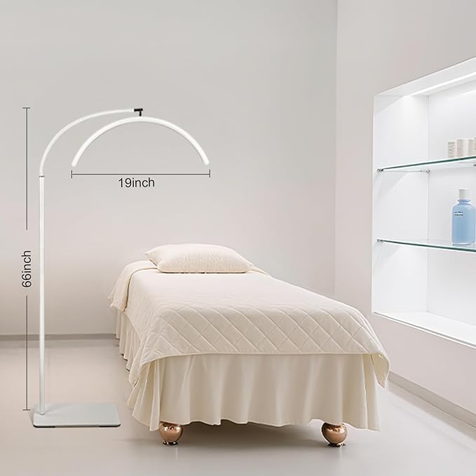 Half Moon Lash Light for Eyelash Extensions & Estheticians, Dimmable LED Lash Lamp with Flexible Gooseneck, Shadow-Free Moon Light for Lash Tech, Tattoo, SPA, Eyelash Lamp (White)