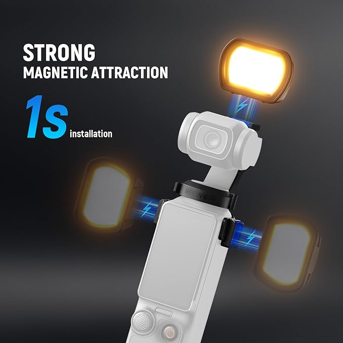 NEEWER Basics Magnetic Auxiliary Light Compatible with DJI OSMO Pocket 3 Gimbal Camera Creator Combo, USB C Rechargeable Mini LED Fill Lighting Attachment for Selfie Vlog Video Recording, M21 Black