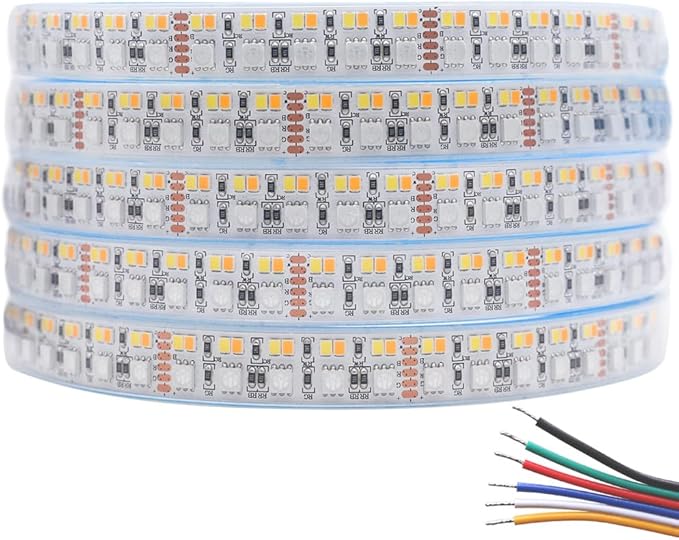 Brightest RGB CCT LED Strip Lights Outdoor Waterproof IP67 Color Changing 24V 270LEDs/m Super Bright RGBWW LED Strip 16.4ft (DC24V Waterproof IP67)