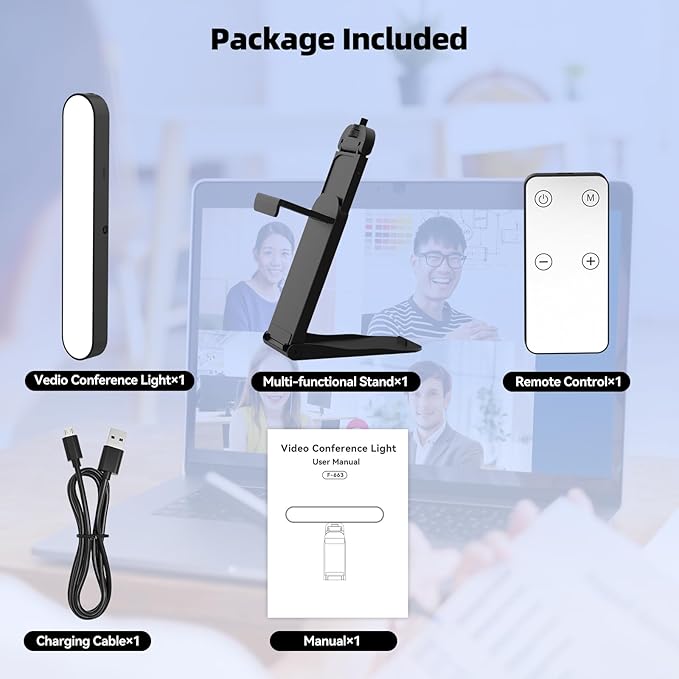 Takerers Video Conference Lighting, Webcam Light with Remote & Touch Control, 3 Color Temperature, 10 Level Brightness, Zoom Light for Computer, Video Calls, Live Streaming, Podcast, Studio (1-Pack)