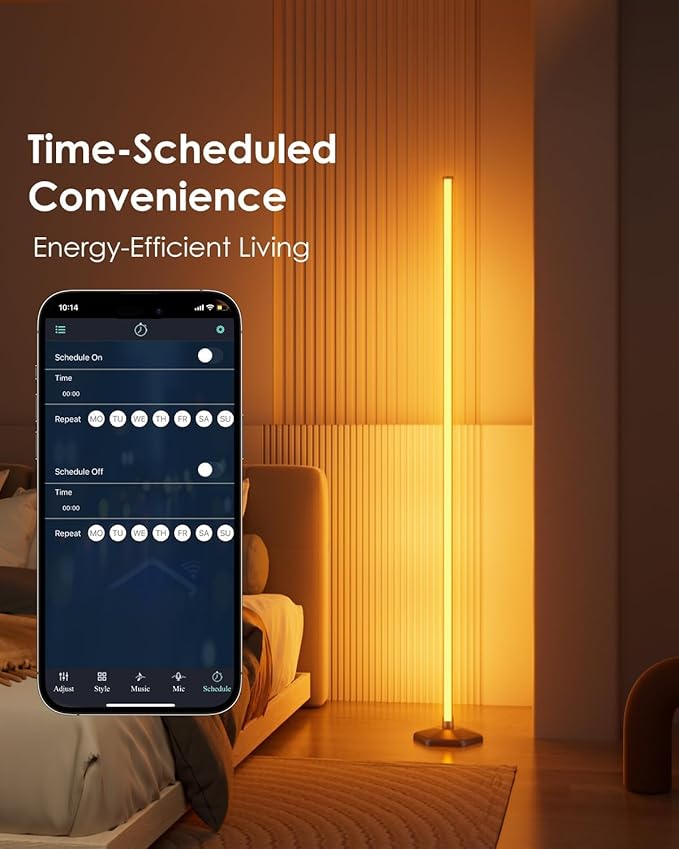 Corner Floor Lamp 2 Packs, Compatible with Alexa & Google Home, Smart RGB LED Corner Lamp with Music Sync 16M Colors 68+ Scene, APP and Remote Control, Ambient Lighting for Bedroom Living Gaming Room