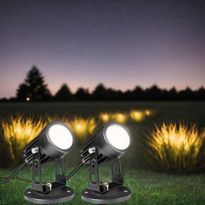 EAGLOD LED Spot Lights Indoor Uplights, 3W Uplight & Down Spotlight Lamp Accent Lighting for Indoor Plants,110V Warm White Up Light 6 FT Cord with Switch (Spiked Stand)