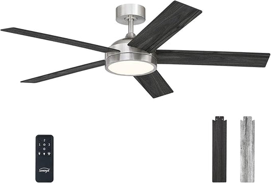 54 Inch Ceiling Fan with Light and Remote, Dimmable Modern Farmhouse Ceiling Fan for Living Room, Dining Room, 3 Speed, Reversible Motor, Brushed Nickel