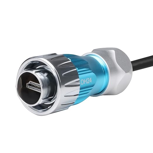 CNLINKO DH-24 HDMI Connectors, Metal Aviation Plug with 40 Inches 4K HD Cables, Panel Mount Socket, Mated Connectors for Video Equipment, IP68 Waterproof Connector, M24 Signal Connectors (HDMI Set)