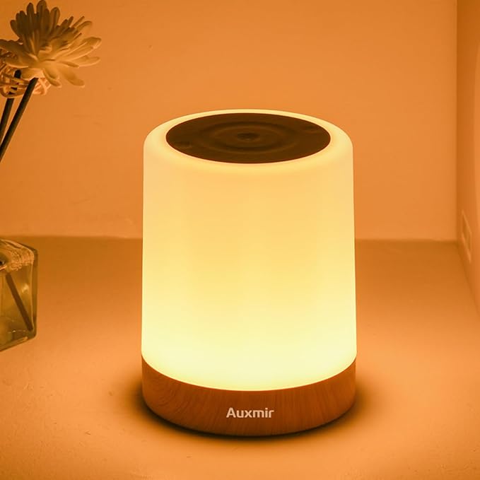 Auxmir Night Light for Kids Baby, Dimmable Touch Lamp for Nursery, 11 RGB Colors 5 Brightness, Portable Rechargeable Bedside Table Lamp for Nightstand, Kids Night Light for Bedroom Living Room, 2 Pack