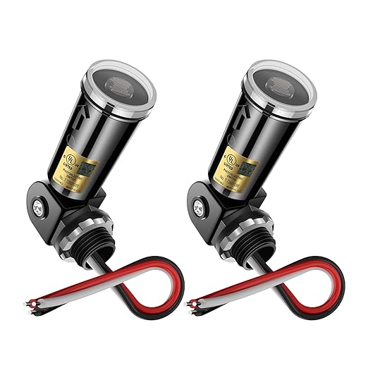 Dusk to Dawn Sensor,Greencycle 2PK Photocell Sensor for Outdoor Lights Auto On/Off, Waterproof IP65 Photo Cell for Outdoor Lighting, Flood Light, Lamp Post - Energy Saving & Easy Install