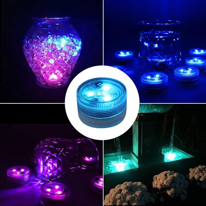 Mini Submersible LED Lights with Remote Control, Waterproof Small Tea Lights Candles, 1.5" Multicolor Submersible Lights for Vases Fish Tanks Hot Tubs, Pond Pool, Parties Wedding Halloween