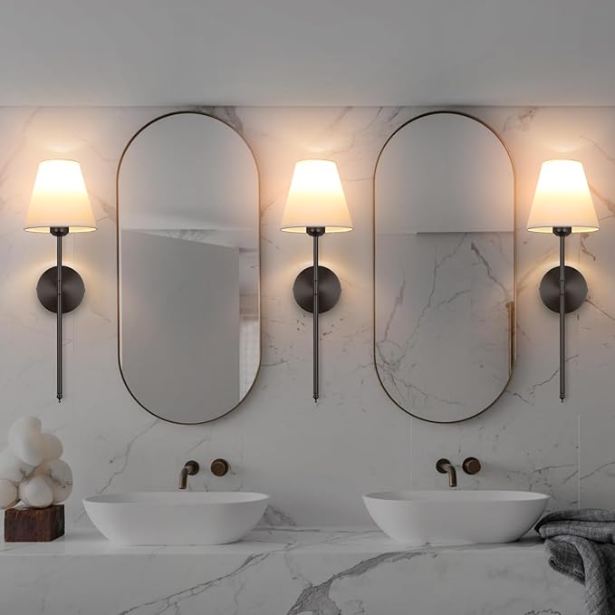 Battery Operated Wall Sconce Set of 2,15 Colors Wireless Wall Light With Dimmable Remote Control Last 18-50 Hours,Black Rechargeable Wall Lamp With White Fabric Shade For Living Room Bedroom Hallway