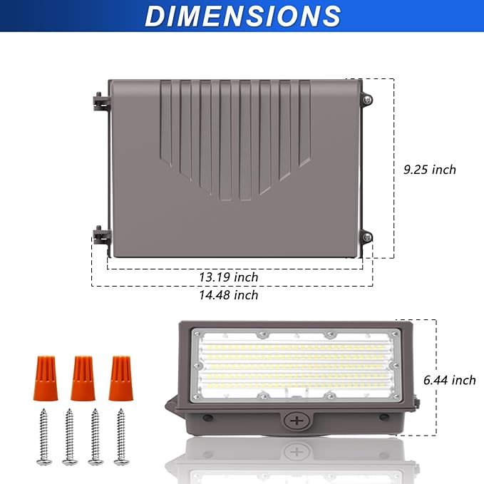 LED Full Cut Off Wall Pack Light with Dusk to Dawn Photocell, 60/90/100/120W Wattage Selectable, 3CCT 3000K/4000K/5000K, IP65 Waterproof Dimmable Outdoor Wall Light, AC120-277V DLC UL Listed