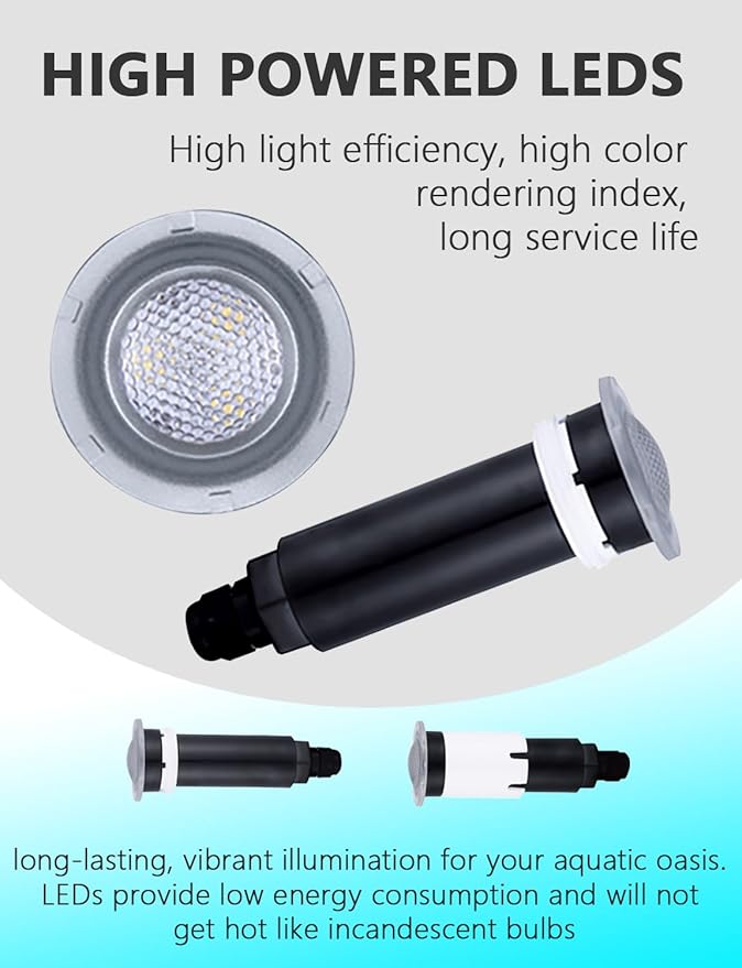 AC12V 1.5 Inch LED RGB Color-Changing Pool Light for Inground Pools - 100ft Cord, Compatible with Pentair GloBrite, Direct Fit Spa & Inground Pool Fixtures