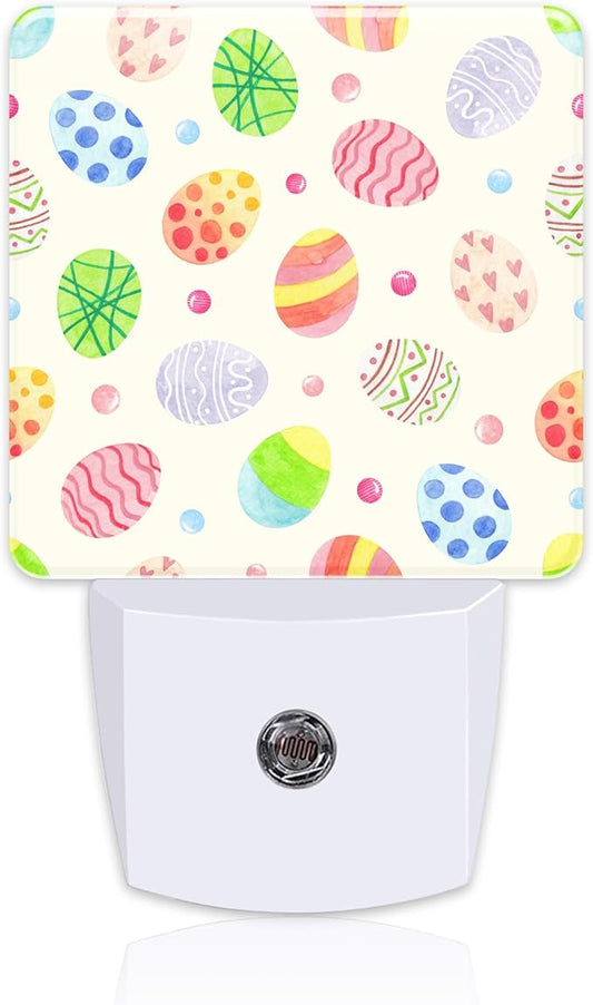 Colorful Easter Eggs Night Light, Happy Easter Dusk to Dawn Night Light Plug in,0.5w Energy Saving Sleep Friendly NightLight for Kids Boys Girls Home Decor