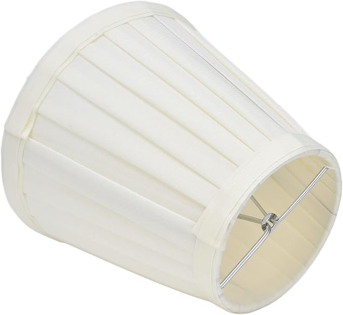 Small Lamp Shades Set of 2, 3.6x5.6x5.1 Inches Pleated Fabric Sconce Lampshades Modern Clip On Chandelier Shades Cover for E14 Bulb, Table Lamps, Floor Lamps (Cream)