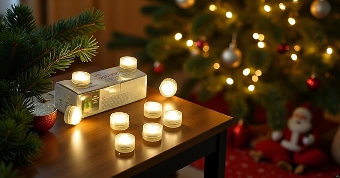 Mini Waterproof Battery Christmas LED TeaLight 20pcs 1.2" Battery Powered LED Puck Accent Light for Party Events Wedding Hallowen Pumpkin Light Pond Fountain Decor(Warm White)
