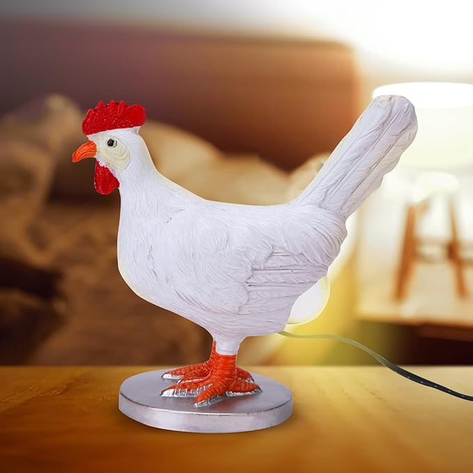 Chicken Egg LED Night Light, Lifelike Resin Chicken Table Lamp with USB, Warm Light Easter Christmas Birthday Gift