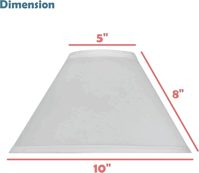 Aspen Creative 59101A Empire Uno Lamp Shade in Powder White, 5" Top x 10" Bottom x 8" Slant Height, Slip UNO 33mm