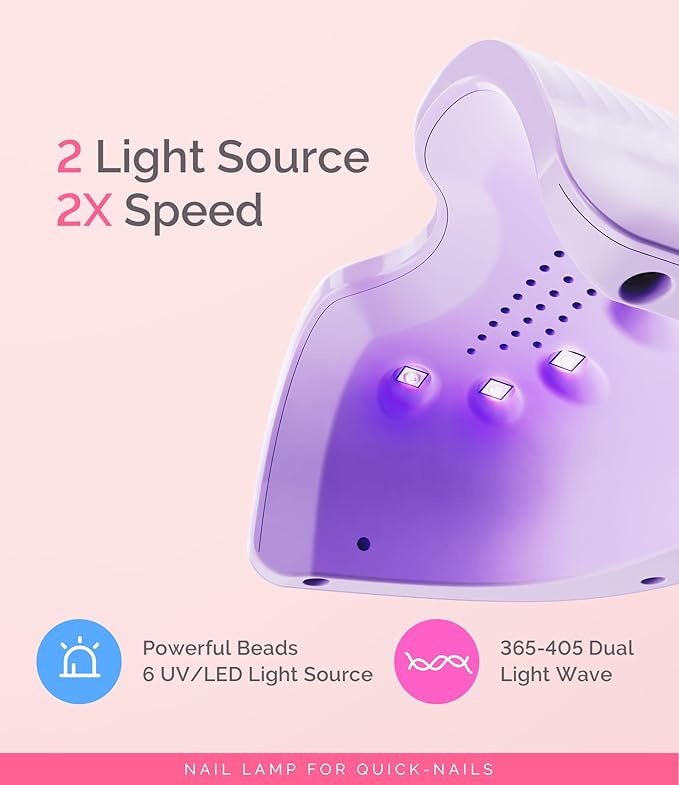 MelodySusie Mini LED UV Nail Lamp with Lightweight Design, P-ART06F Nail Dryer with Simple Button Control Cures All Soft Gels at Home, Especially Half-Cured Gel, Base Coat & Top Coat Purple
