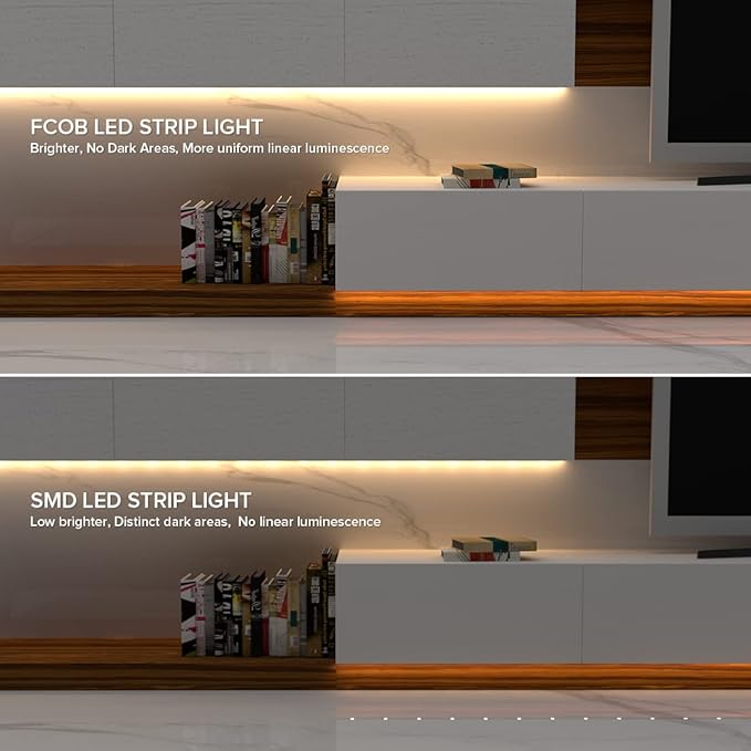 USB LED Light Strip 6.56FT, 5 Volt USB Powered COB LED Tape Lights, 4000K Natural White 8mm High Density Flexible Strips CRI90+ for TV Backlight Under Cabinet Bedroom, No Controller and Power