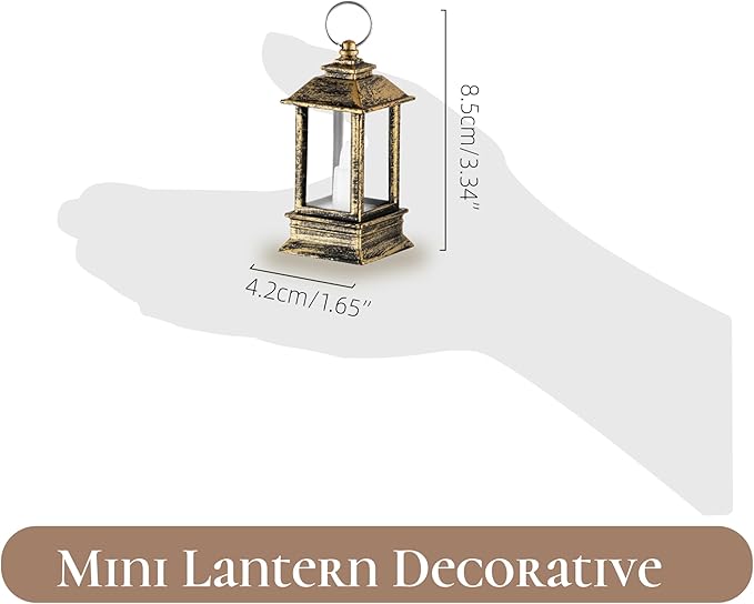 Vintage Lanterns Decorative Indoor: 24 Pcs Brass Mini Lanterns for Wedding Table Centerpieces Small Battery Powered Led Lights Bulk for Party Christmas