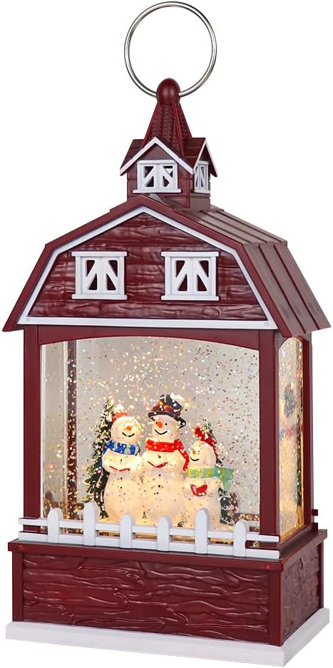 Eldnacele Musical Snow Globe Lantern with Timer, Lighted USB/Battery Operated Swirling Singing Water Glittering Light, Snow Globes Lantern for Adults and Kids Christmas Decoration- Snowman