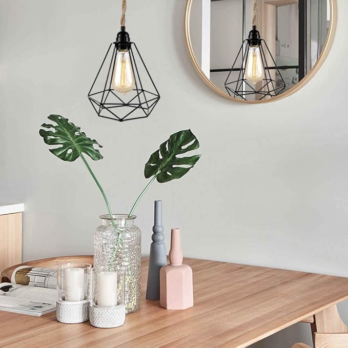 Industrial 15ft Pendant Light Cord -Plug in Hanging Light Fixture, 15FT Farmhouse Pendant Lamp Lights Cord with Switch Cord for Kitchen Island Bedroom Living Room