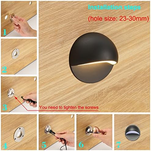 LED Deck Lights Kit, Pack of 20 Low Voltage LED Step Stair Lights, Φ1.97 Outdoor Garden Yard Decoration Lamp Recessed Landscape Pathway Step Stair Warm White LED Lighting, Black